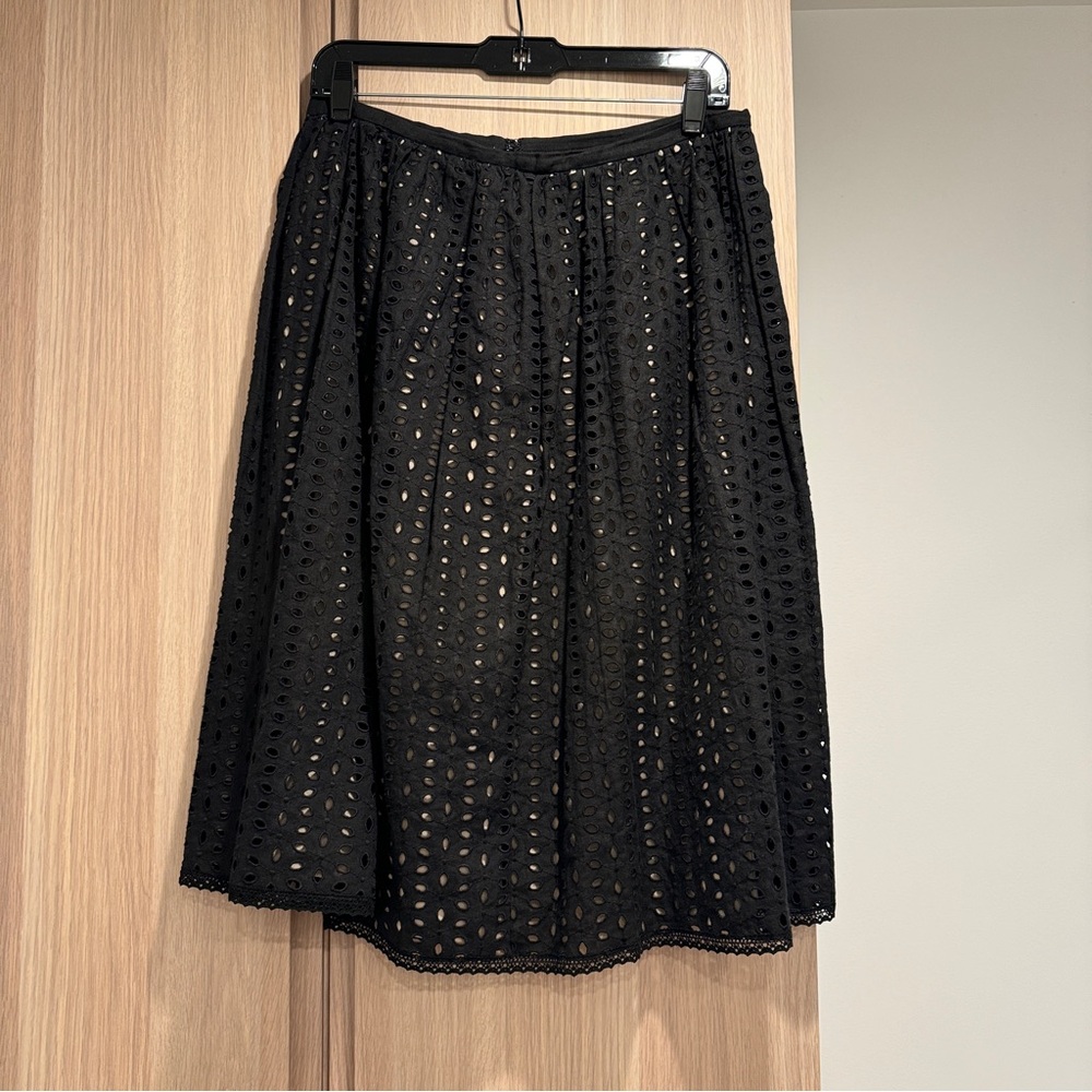Michael Kors Black Eyelet Linen A Line Skirt - Size 10